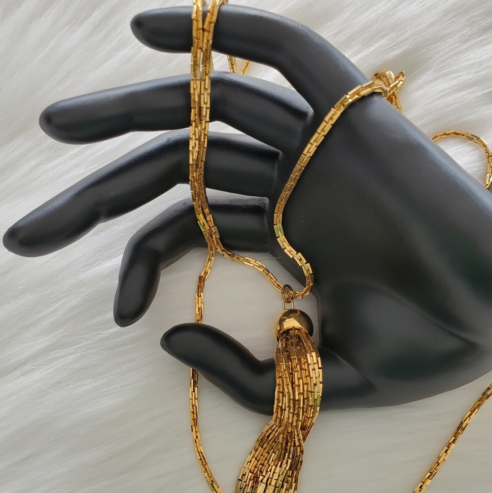 Vintage D'ORLAN Gold Tone Tassel Necklace